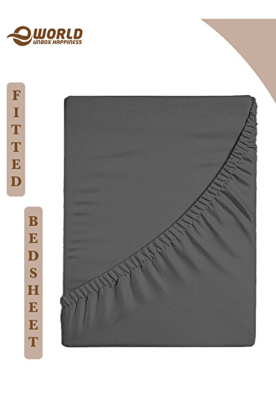 Eworld King Size Microfiber Fitted Bedsheet with Deep Pocket, Breathable & Washable