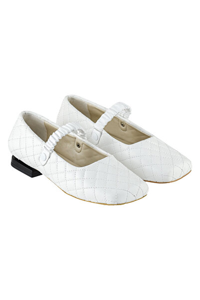 Foldy White Quilted Women's Casual Ballet Flats