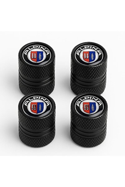 Alpina Set de 4 capace de supapă – aluminiu negru, logo sport
