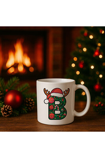 MODA كوب من الخزف هدية لعيد الميلاد المجيد مطبوع بحرف B