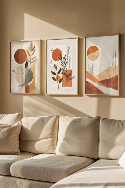 AR AJANS KANVAS TABLO Gün Işığı Üçlüsü ÇERÇEVELİ 3lü set MDF tablo