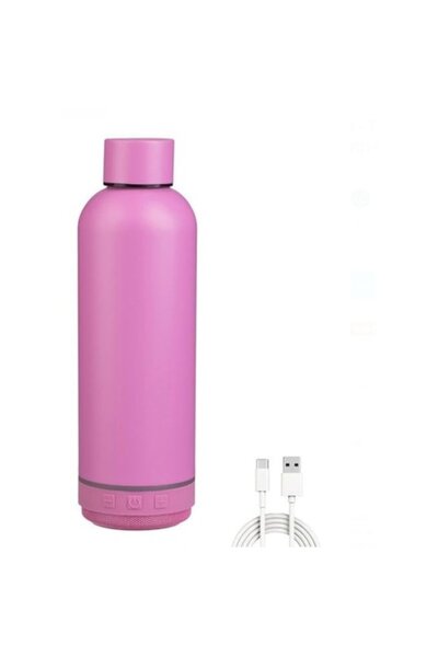 OEM Insulated bottle with Bluetooth speaker, 430 ml, stainless, matte lilac, 12h hot / 24h cold