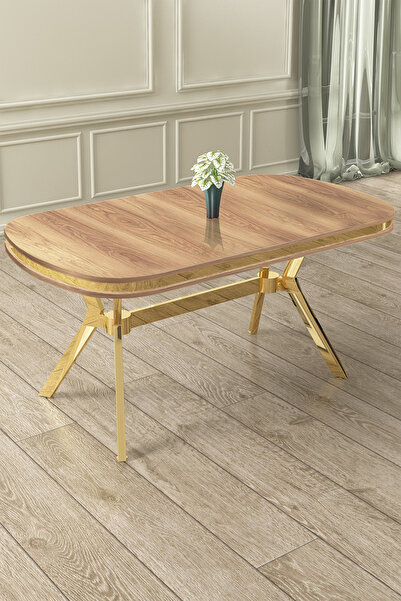 Canisa Concept Olya Serisi 90x168 Lak Panel Gold Ayak Hazar Sabit Mutfak Masası
