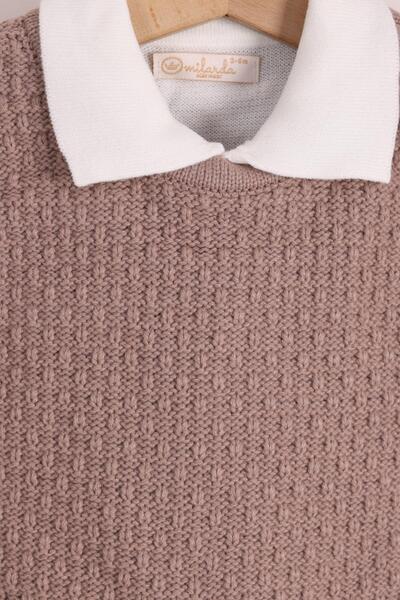 kidello Brown Baby Boy Knitwear 3-Piece Set – Vest Set , with Pants, Long Sleeves