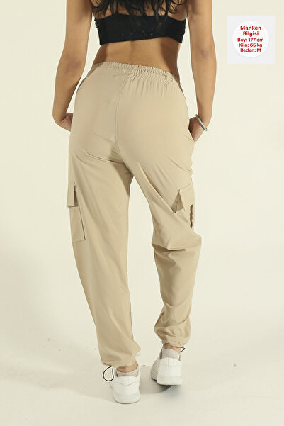 INFLUYENTE Women's Baggy Parachute Fabric Commando Pocketed Leg Clip Oversized Sweatpants