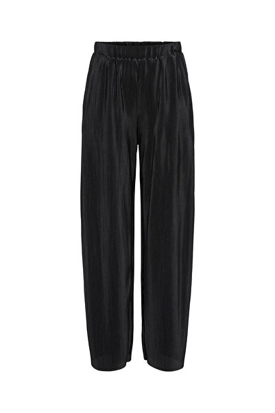ONLY Onlclaudia Plisse Wide Pant Ptm Women's Black Trousers - 15346906