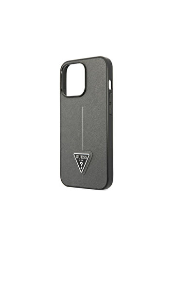 Guess Case for iPhone 13 Pro PU Saffiano Triangle Silver