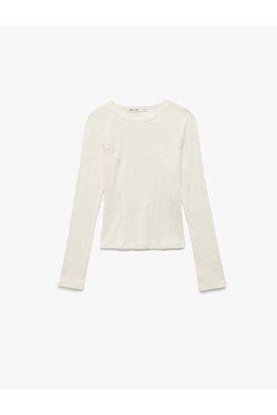 Koton X Sibil Çetinkaya - Slim Fit Semi-Transparent Long Sleeve Crew Neck Blouse