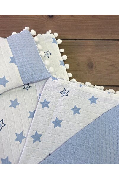 voyyo kids baby 3-Piece Bottom Opening Mat Set with Blanket and Pillow, Muslin Patterned Bottom Opening