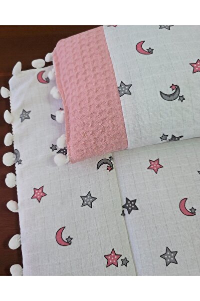 voyyo kids baby 3-Piece Bottom Opening Mat Set with Blanket and Pillow, Muslin Patterned Bottom Opening