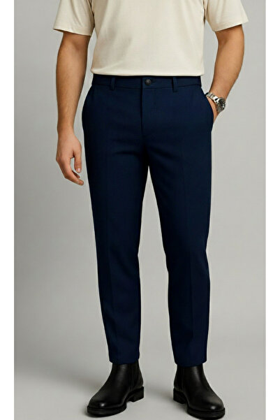 Bürke Men's Navy Blue Color Slim Fit Quality Fabric Trousers