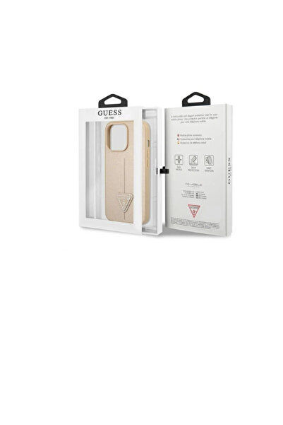 Guess Case for iPhone 13 Pro PU Saffiano Triangle Beige
