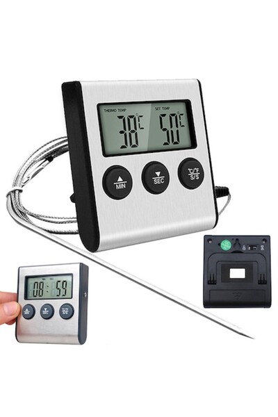 OEM Digital Probe Thermometer, Clear LCD, Accurate, Alarm, Flexible Mounting