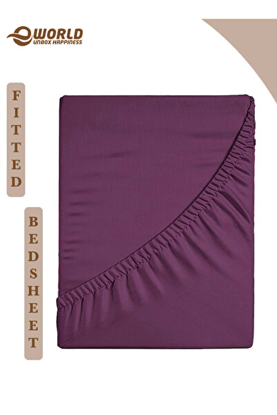 Eworld King Size Microfiber Fitted Bedsheet with Deep Pocket, Breathable & Washable