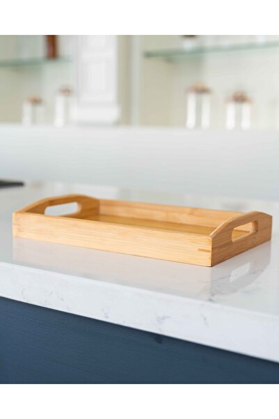 KaiHome Natural Bamboo Large Serving & Breakfast Tray – Non-Slip Sturdy