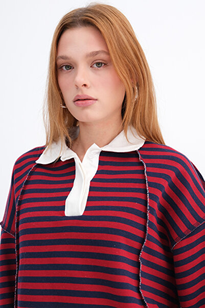 Addax Striped Long Sleeve Thick T-Shirt B10577