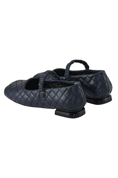 Foldy Navy Blue Quilted Women's Casual Ballet Flats