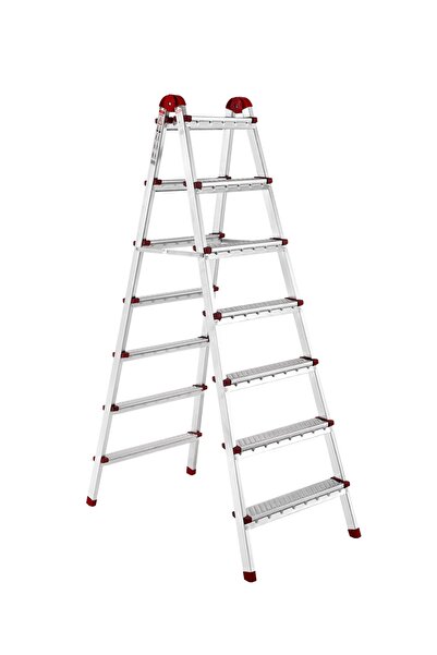 AYYILDIZ Çift Çıkışlı Katlanabilir Ev Tipi Merdiven 7+7 Basamak