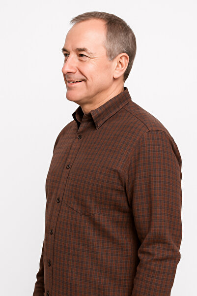 UNL قميص أبوي من القطن المنقوش ذو أكمام طويلة وجيوب، متوسط ​​السماكة، موسمي، ...