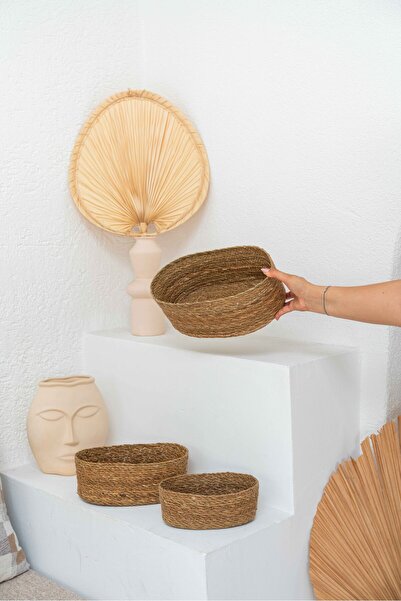 KaiHome مجموعة سلال مستديرة من الخيزران الطبيعي - مجموعة تخزين من 3 قطع