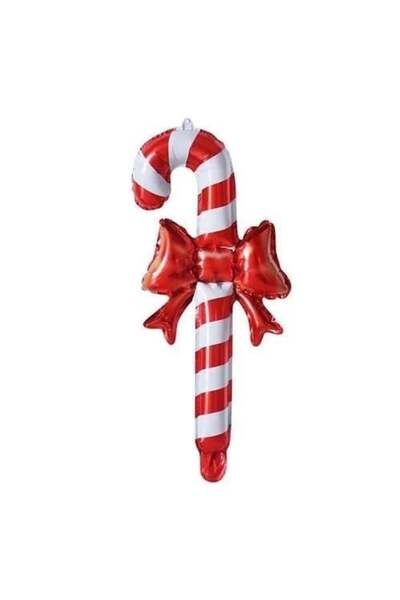 DODOMAR بالون فويل لعيد الميلاد مع زينة شريطية على شكل عصا حلوى 56×27 سم