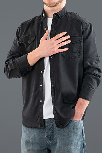 bombe Slim Fit Men's Seasonal Denim Shirt Light Ice Blue