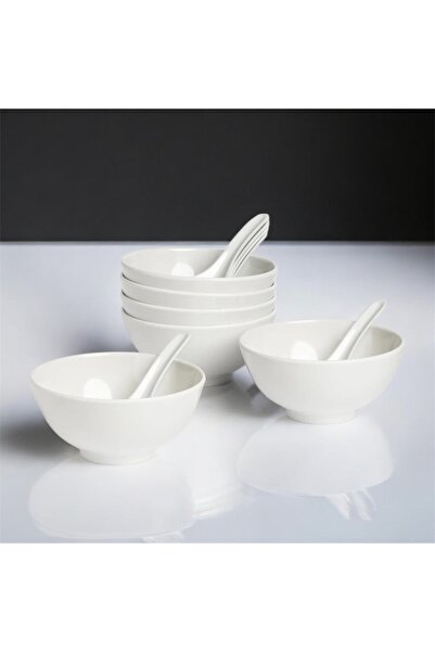 cc bin shihon Soup and noodle bowl set, soup bowl with spoons, 12-piece set for 6 people, melamine, break and crack resistant