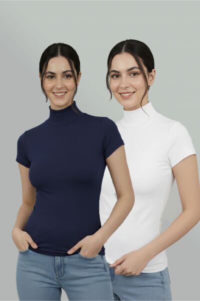 nacar çarşı طقم نسائي مكون من قطعتين قماش قابل للتمدد مرن بأكمام قصيرة باللون...