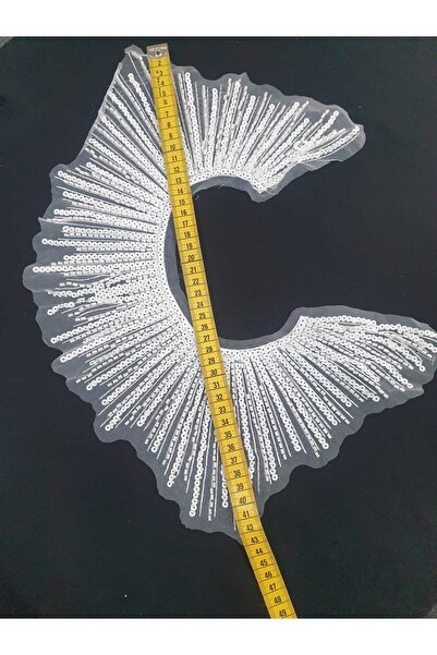 ESRA ŞELEM White Sequin Beaded Guipure Brode Applique Decorative Sewing Accessory