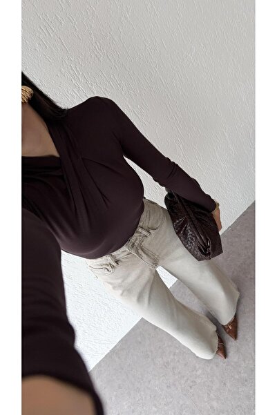 HAZELANNA Bitter Brown Blouse with Collar Detail