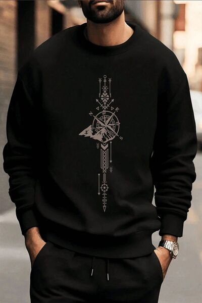 trendypassion Compass Time Schedule Printed Oversize Sweatshirt