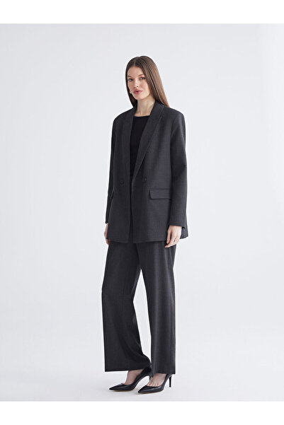 LC Waikiki Double-Breasted Collar Striped Women's Blazer Jacket