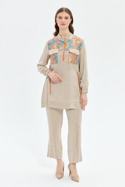 MÜSEMMA BELDEN BÜZGÜLÜ FERMUAR DETAYLI TAKIM