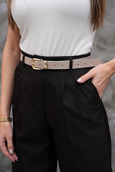 MODAM HİFA Gold Buckle Suede Belt Trouser Belt Dress Belt Shirt Belt Waist Belt Jeans Belt