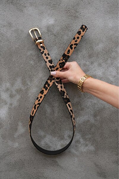 MODAM HİFA Gold Buckle Leopard Belt Trouser Belt Dress Belt Shirt Belt Waist Belt Jeans Belt