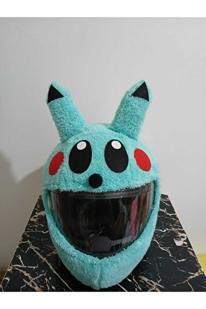 Beta Su Yeşili Pikachu Kask Kılıfı Mint Renk Motorsiklet Kask Aksesuarı