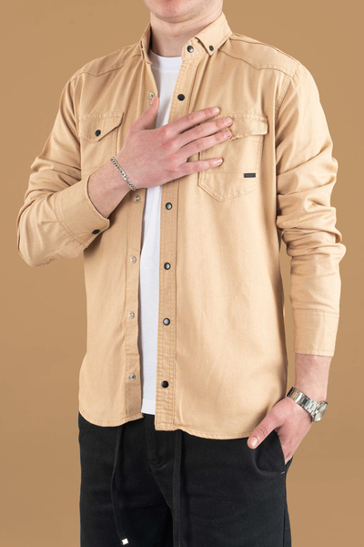 bombe Slim Fit Men's Seasonal Denim Shirt Light Ice Blue