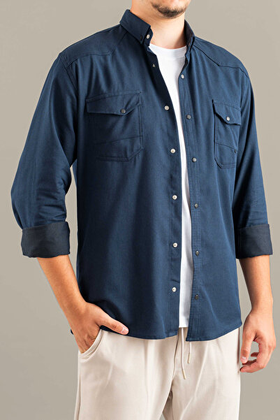 bombe Slim Fit Men's Seasonal Denim Shirt Light Ice Blue