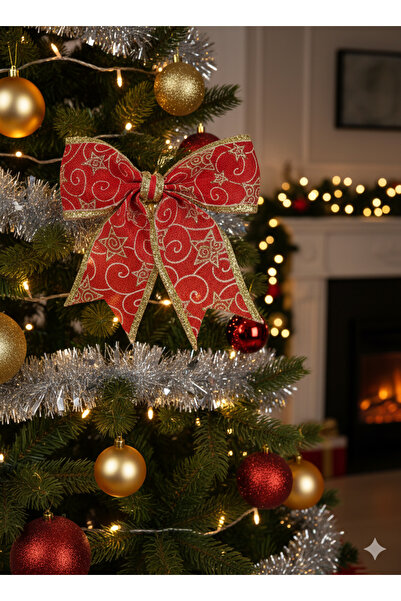 DODOMAR Ornament decorativ de lux din iuta de Anul Nou, cu fundita mare cu sc...