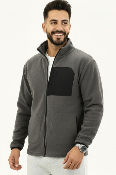 Veleno Füme Erkek Softshell Anti Peeling Polar Ceket 3 Cepli Tam Fermuarlı Ön...