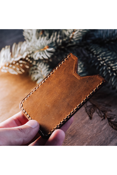 Koof Craft Classic Slim Leather Card Holder – Vegetable Tanned Genuine Leather Minimal Card Holder