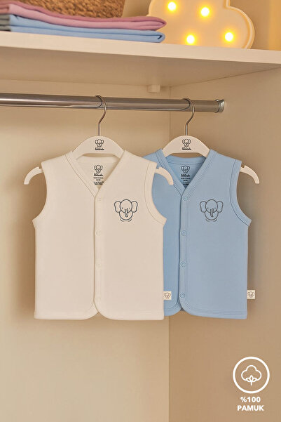 Lilalinda Baby Children's Vest 2-Pack 100% Cotton with Embroidery Details