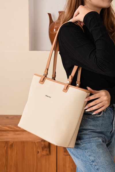 Just Polo Large Size Original Cream Color Women's Shoulder Bag Ad6049