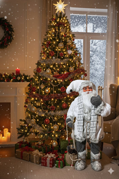 DODOMAR نموذج سانتا كلوز بطول 100 سم بزي أبيض لعيد الميلاد