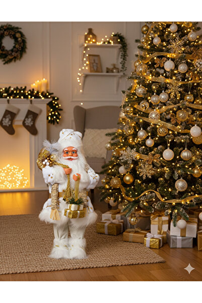 DODOMAR بابا نويل بطول 60 سم مع علبة هدايا بيضاء - تمثال ديكور عيد الميلاد بت...