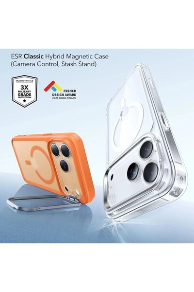 ESR iPhone 17 Pro Max Case Classic Hybrid HaloLock Kickstand, orange