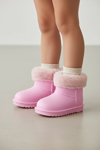 Görkem bebe ayakkabı ve tekstil Παιδικά μποτάκια βροχής με ελαφριά μαλακή επένδυση από γούνα
