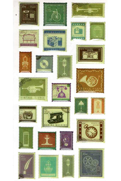 Limmy Vintage Sticker Pul Retro Style Kabartmalı Stiker Çıkartma Etiket 9x17 ...