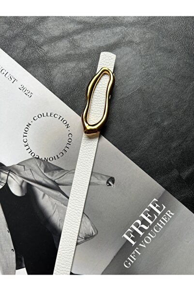 LİA KEMER 2-Pack Laud Long Wave Patterned Women's Gold Buckle Belt Jacket Belt Dress Belt Trouser Belt