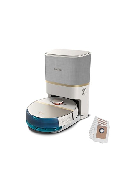 Philips Sesli uyarılı Homerun 7100 Serisi Islak Kuru Moplu Istasyonlu Robot Süpürge Yedek Toz Torbalı